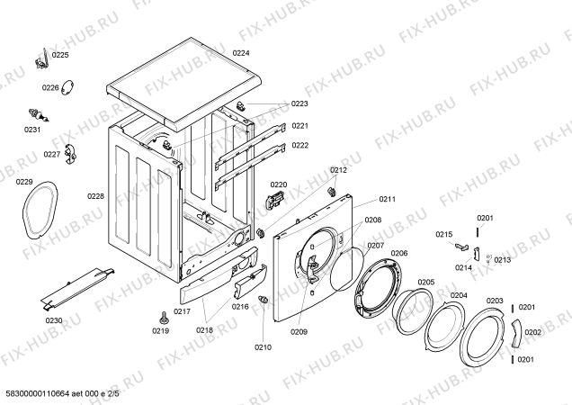 Взрыв-схема стиральной машины Bosch WVT1260IT Maxx WVT 1260 - Схема узла 02