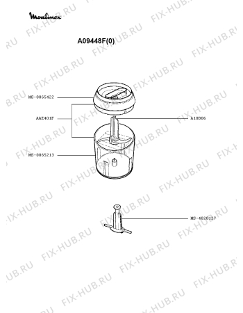 Взрыв-схема блендера (миксера) Moulinex A09448F(0) - Схема узла SP001111.6P2