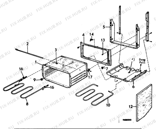 Взрыв-схема плиты (духовки) Elektro Helios SG680 - Схема узла H10 Oven Cavity (small)