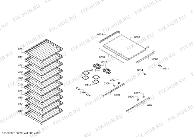 Схема №1 RW464361AU Gaggenau с изображением Силовой модуль для холодильника Bosch 00749118