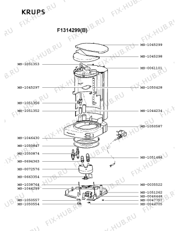 Взрыв-схема кофеварки (кофемашины) Krups F1314299(B) - Схема узла BP001459.1P2