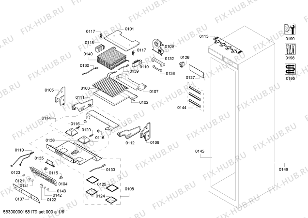 Схема №1 RC462700 с изображением Плата для холодильной камеры Bosch 00681794