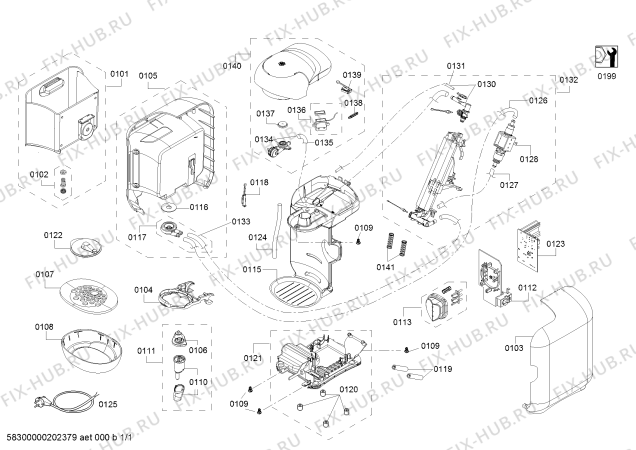 Схема №1 TAS1401CN TASSIMO с изображением Проточный нагреватель для электрокофемашины Bosch 11026104