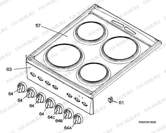 Взрыв-схема плиты (духовки) Zanussi E5765MCW - Схема узла Section 4