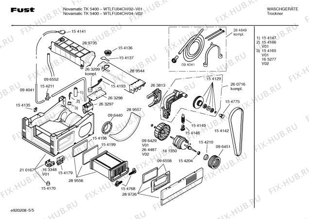 Схема №2 WTLFU04CH Novamatic TK5400 с изображением Ручка для электросушки Bosch 00260942