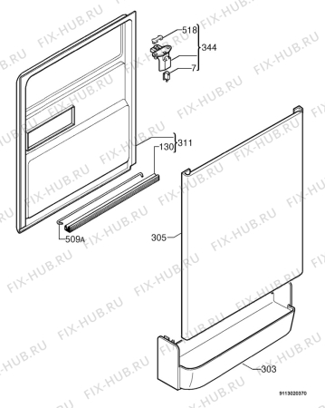 Взрыв-схема посудомоечной машины Ideal 627 - Схема узла Door 003