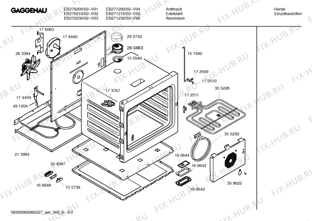 Взрыв-схема плиты (духовки) Gaggenau EB270210 - Схема узла 02