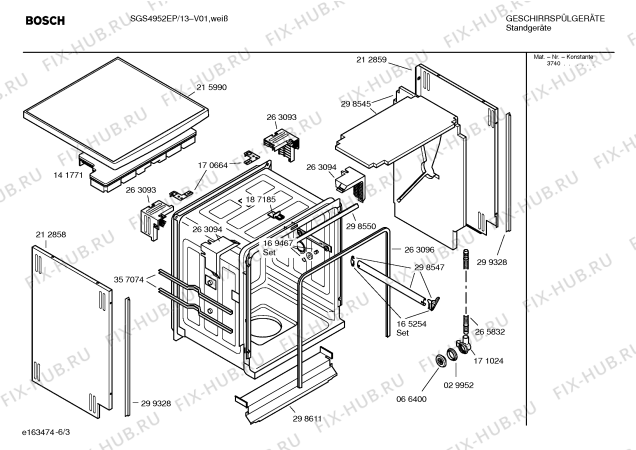 Схема посудомоечной машины Bosch SGS4952EP Arcline - Схема узла 03 Взрыв-схема посудомоечной машины Bosch SGS4952EP Arcline - Схема узла 03