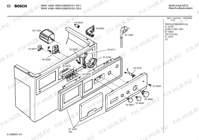 Схема №3 WMV4280DK с изображением Магнитный клапан для стиралки Bosch 00066208