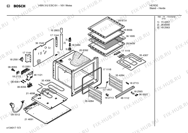 Взрыв-схема плиты (духовки) Bosch HSN312ESC - Схема узла 03