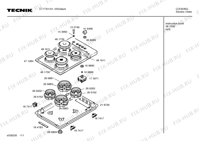 Схема №1 ET1TI51 ENC.ET1TI51 4P IN.ST TECNIK с изображением Варочная панель для плиты (духовки) Bosch 00471284