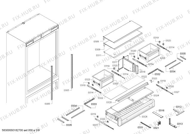 Схема №4 CIB30M1ER1 с изображением Панель для холодильника Bosch 11021907