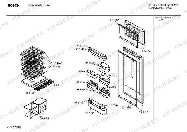 Взрыв-схема холодильника Bosch KIV26470IE - Схема узла 02