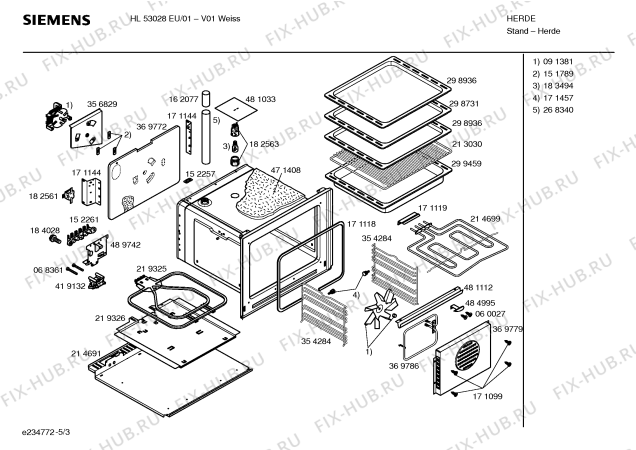 Схема №1 HL53028EU с изображением Инструкция по эксплуатации для плиты (духовки) Siemens 00587864