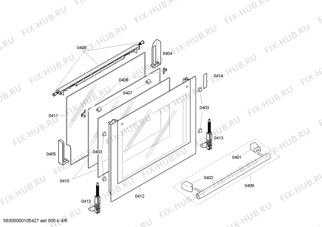 Взрыв-схема плиты (духовки) Bosch HBN57T650A - Схема узла 04