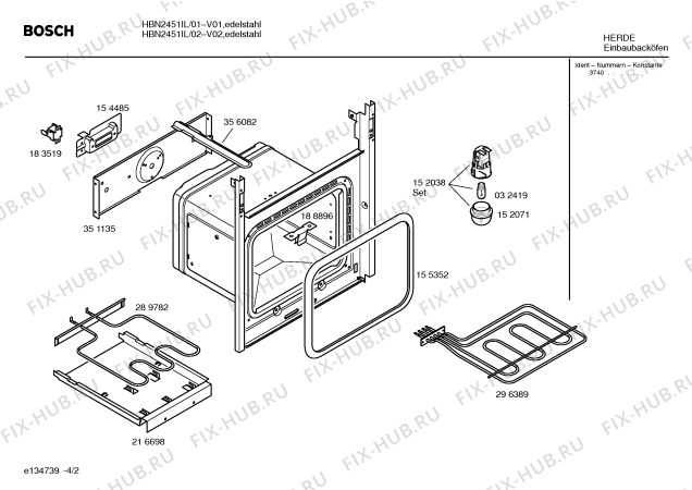 Взрыв-схема плиты (духовки) Bosch HBN2451IL - Схема узла 02