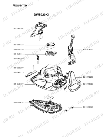 Схема №1 DW5121D1 с изображением Кнопка для электропарогенератора Rowenta RS-DW0122
