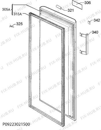 Схема №1 A62700GNW0 с изображением Дверца для холодильной камеры Aeg 2801830817