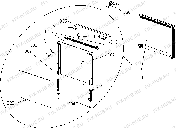 Схема №2 CM7501S (465997, 358E.80) с изображением Дверь (стекло) духовки для плиты (духовки) Gorenje 554276