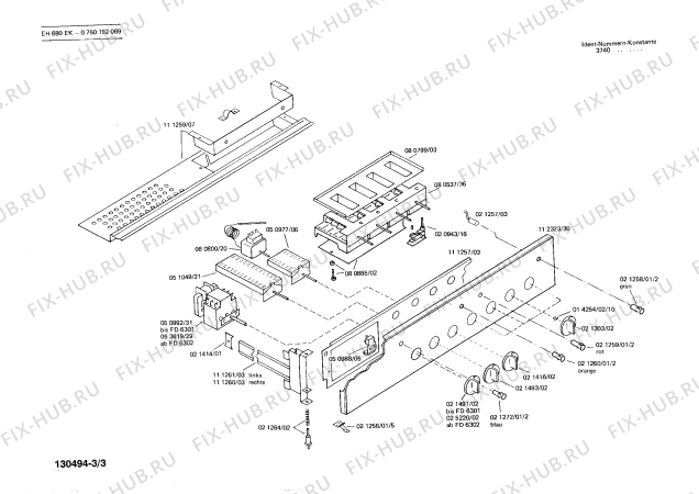Схема №2 0750192069 EH680EK с изображением Панель для духового шкафа Bosch 00112323