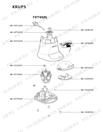 Взрыв-схема блендера (миксера) Krups F57745(B) - Схема узла TP001295.3P2