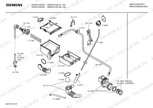 Схема №1 WM5347AIE avantgarde с изображением Таблица программ для стиралки Siemens 00525888