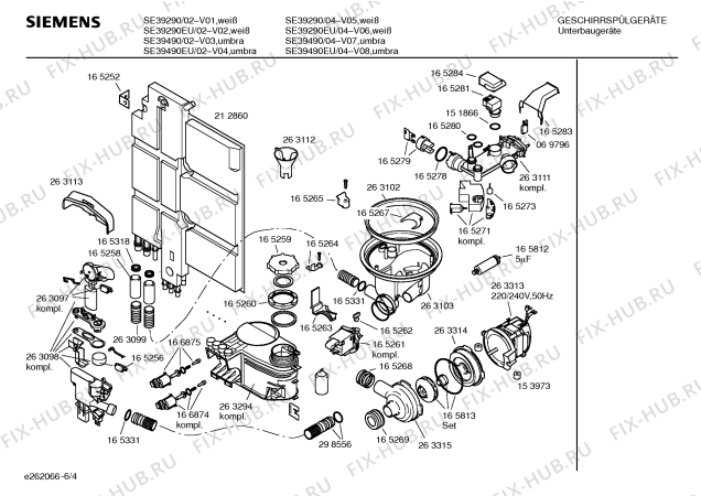 Взрыв-схема посудомоечной машины Siemens SE39490 - Схема узла 04