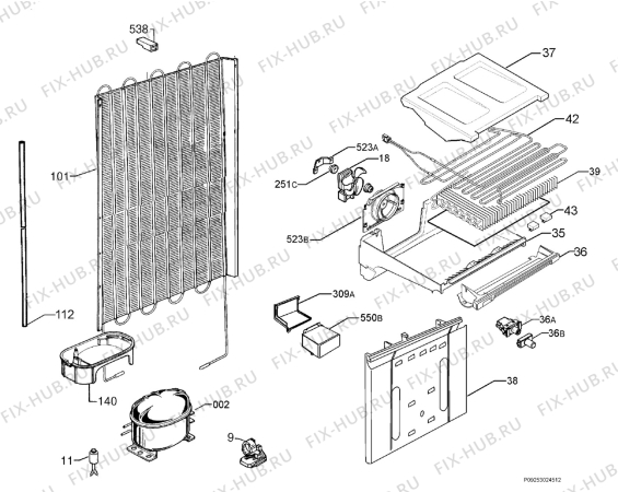 Взрыв-схема холодильника Electrolux ENB35400W - Схема узла Cooling system 017