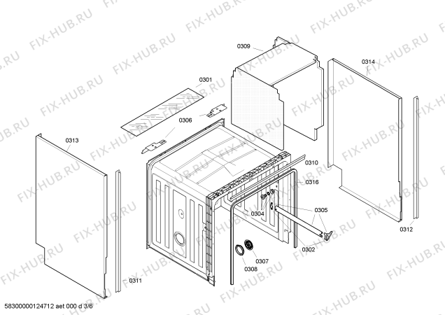 Взрыв-схема посудомоечной машины Bosch SGU45N05EU - Схема узла 03