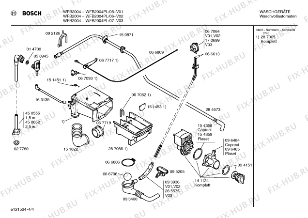Схема №1 WFB1604PL WFB1604 с изображением Таблица программ для стиралки Bosch 00162413