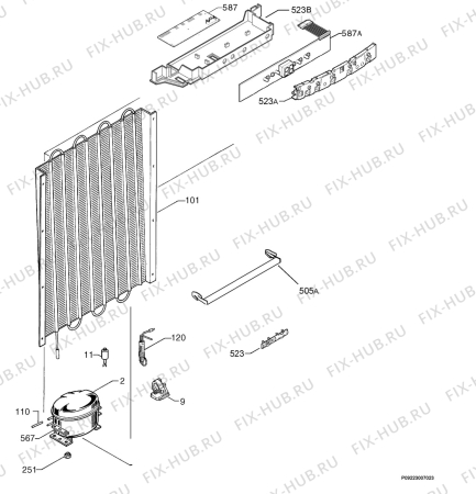 Взрыв-схема холодильника Privileg 556762_41457 - Схема узла Cooling system 017