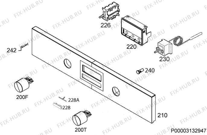Взрыв-схема плиты (духовки) Zanussi ZOB35632XU - Схема узла Command panel 037