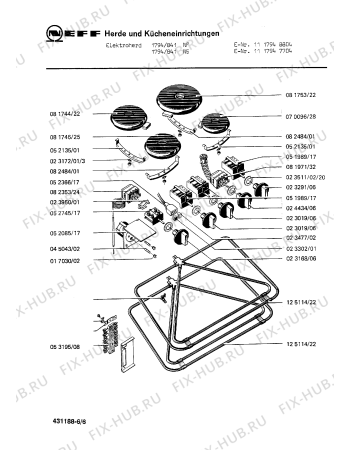 Взрыв-схема плиты (духовки) Neff 1117947704 1794/841NS - Схема узла 06