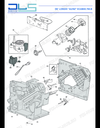 Взрыв-схема кофеварки (кофемашины) DELONGHI ECAM45760B ELETTA CAPPUCCINO TOP - Схема узла 2