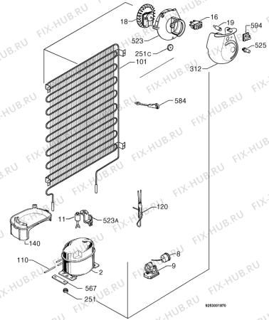 Взрыв-схема холодильника Rex FI290VA - Схема узла Cooling system 017
