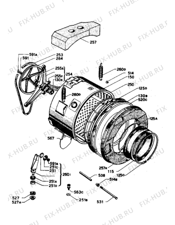 Взрыв-схема стиральной машины Zanussi ZF1100PX - Схема узла Tub and drum