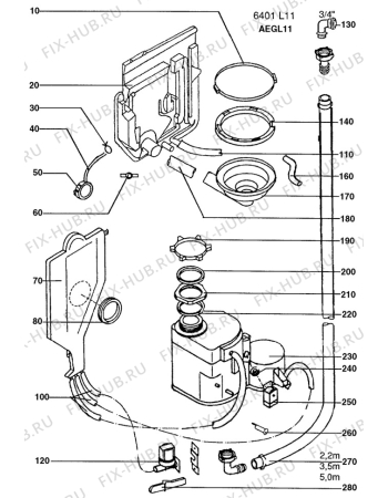 Взрыв-схема посудомоечной машины Husqvarna Electrolux QB398W - Схема узла W10 Hose, softener DGN N