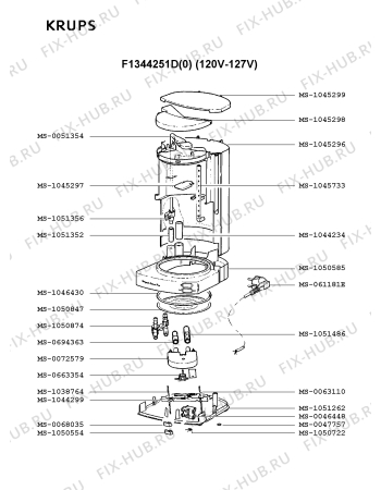 Взрыв-схема кофеварки (кофемашины) Krups F1344251D(0) - Схема узла Q0000067.7Q2