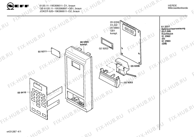 Схема №1 195306897 GB-6120.11 с изображением Контактная пленка для микроволновой печи Bosch 00056416