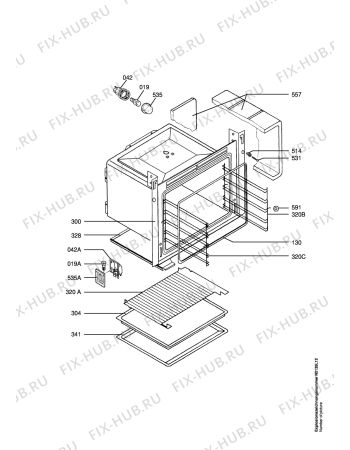 Взрыв-схема плиты (духовки) Electrolux EON63360X  DE R08 AF - Схема узла Oven