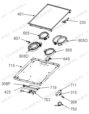 Схема №1 MECD620FC1 (241612, 4701.202B) с изображением Нагревательный элемент для электропечи Gorenje 815400