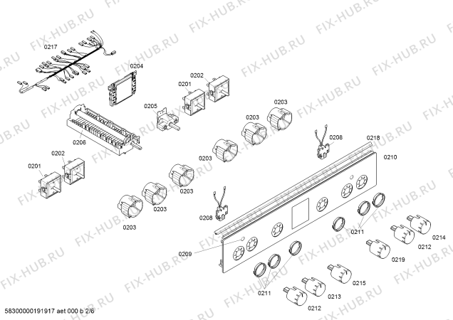 Взрыв-схема плиты (духовки) Bosch HCA644250R - Схема узла 02