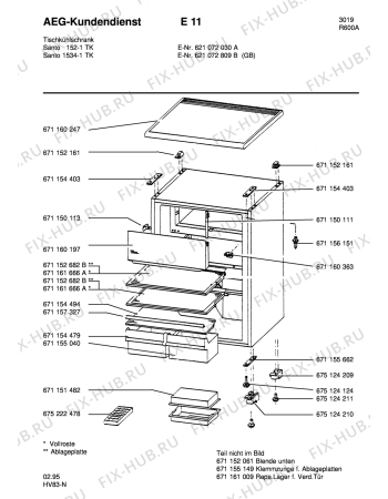 Взрыв-схема холодильника Aeg SAN152-1 TK - Схема узла Housing 001