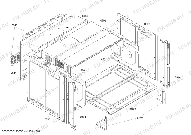 Взрыв-схема плиты (духовки) Siemens HB75R550B - Схема узла 05