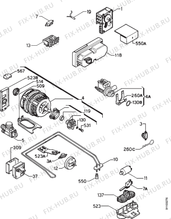 Взрыв-схема посудомоечной машины Privileg 004980 9 - Схема узла Electrical equipment 268