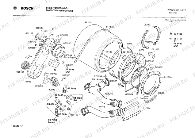 Взрыв-схема сушильной машины Bosch T4652B T4652 - Схема узла 04