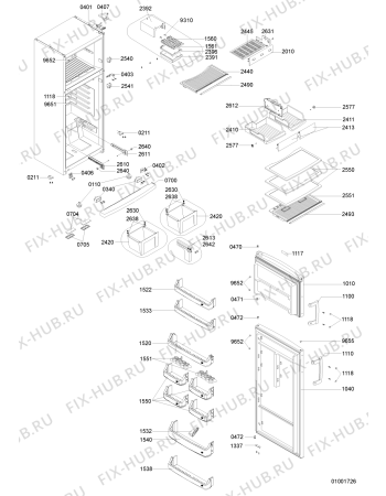 Схема №1 ARC 4380 с изображением Реле перегрузки для холодильника Whirlpool 481221470238
