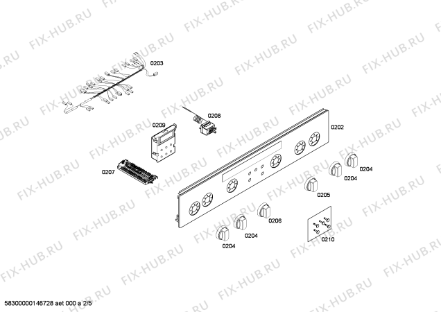 Взрыв-схема плиты (духовки) Siemens HR64W210T - Схема узла 02