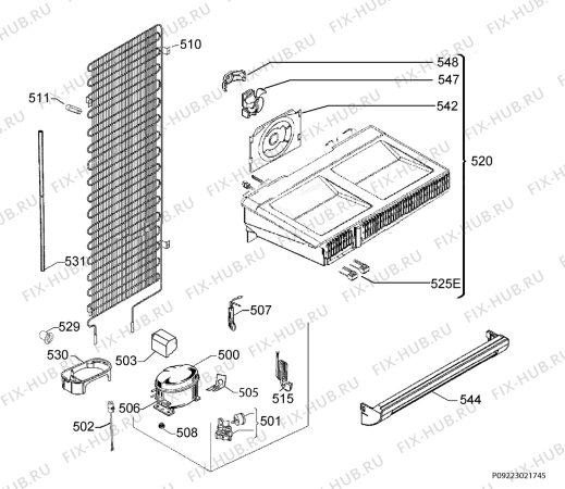 Взрыв-схема холодильника Aeg AGB62216NW - Схема узла Cooling system 017