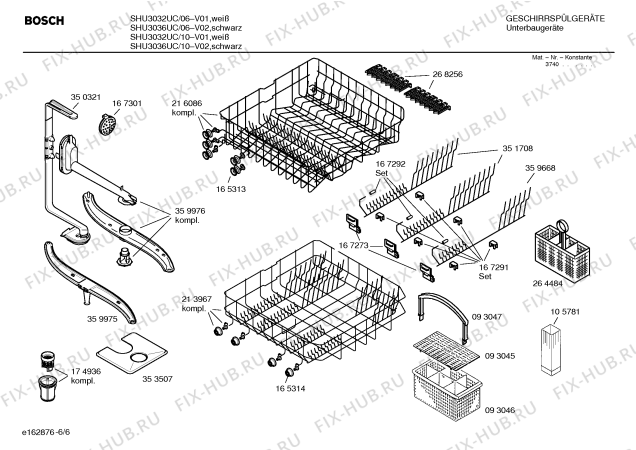 Схема посудомоечной машины Bosch SHU3036UC SANI WASH; REGULAR WASH; ECONO WASH - Схема узла 06 Взрыв-схема посудомоечной машины Bosch SHU3036UC SANI WASH; REGULAR WASH; ECONO WASH - Схема узла 06
